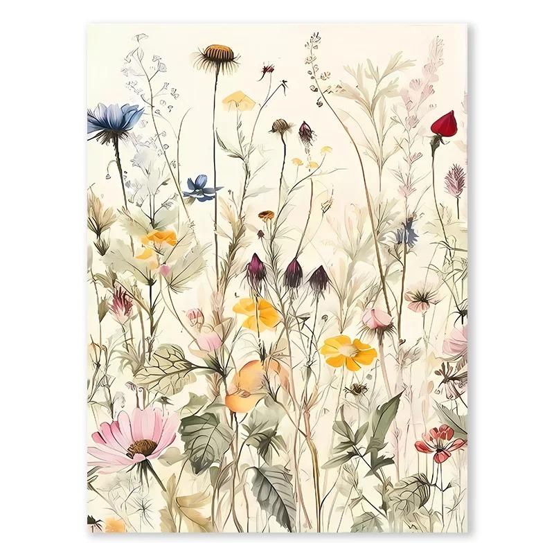 

Golden Blue Flowers Wall Pictures Nordic Poster Modern Abstract Wall Art Print Canvas Painting for Living Room Home Decor 21cm x 30cm No Frame
