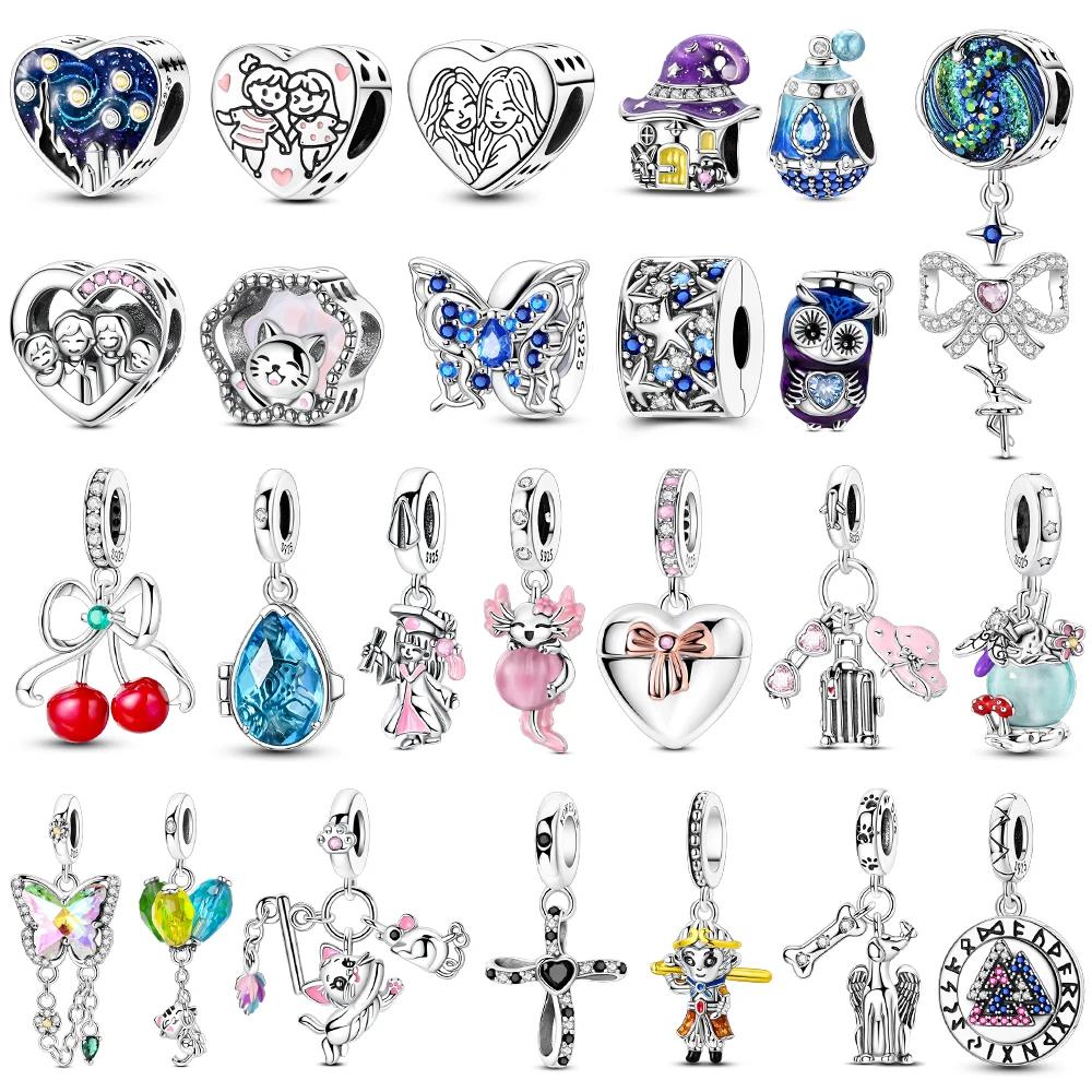 Copper Original Bead Inlaid Zirconium Bowknot Love Heart Balloon Charms Pendants Fit Bracelet Diy Jewelry Marking