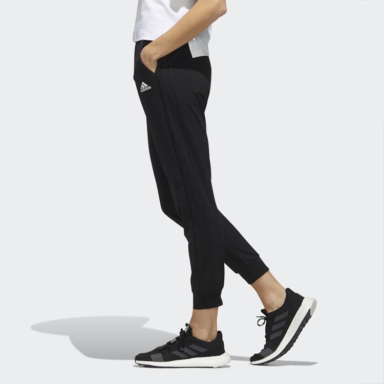 Adidas Drawstring Slim Fit Knitted Sports Pants Women Bottoms Black FM9252