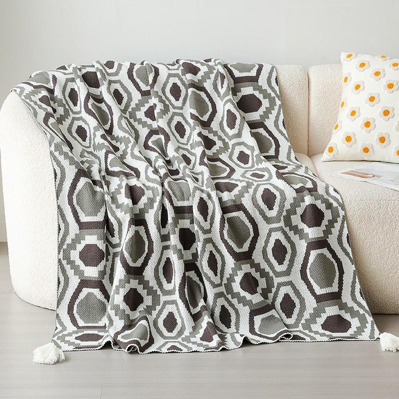 Bohemian Thick Fleece Blanket Office Nap Bed Throw Airplane Travel Cozy Warm Lightweight Soft Acrylic 130x170cm