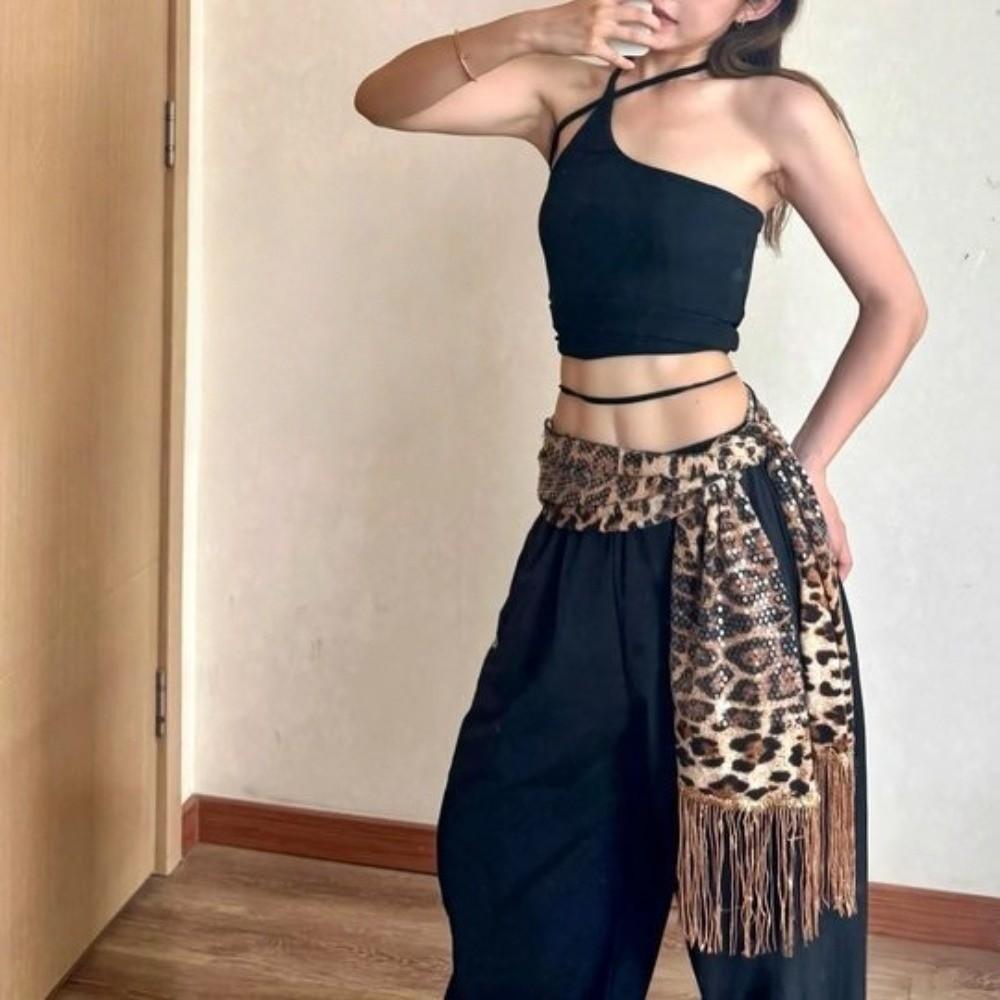 Sequin Jazz Dance Hip Scarf Y2K Cargo Pants Waist Band  Waist Accessories