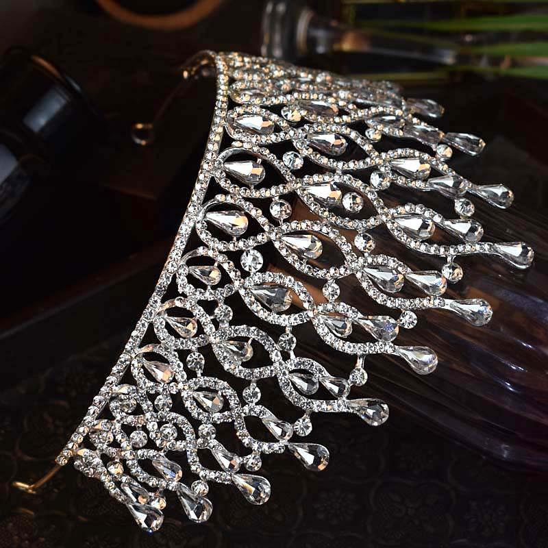 European and American Bride's Large Crown Luxurious Baroque Crystal Headwear  Birthday Crown Ball Beauty Pageant  Award Ceremony and Hair Crown