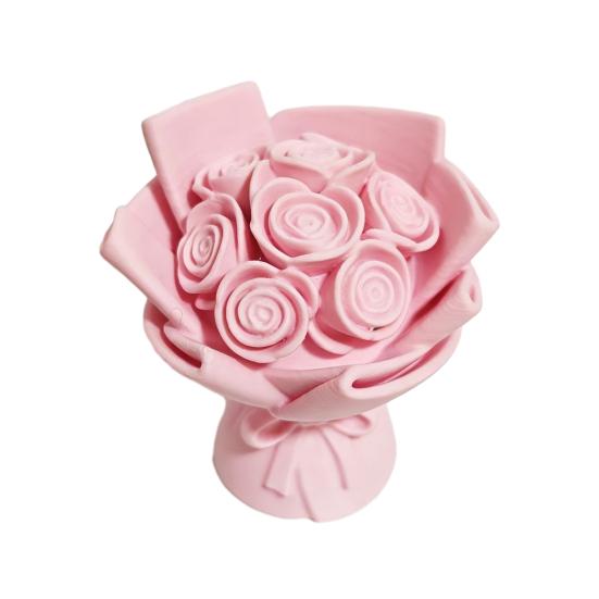 3D Printed Rose Bouquet Pink Bouquet Figurine Decorative Ornament