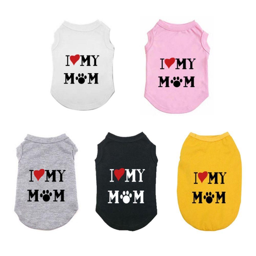 Breathable Pet Love Print Vest Polyester Puppy Love Mommy Sleeveless Cat Vest Tee Shirt  Summer