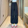 Fashion Women Joggers Pants Casual Chic Straight Cargo Pants Elastic High Waist Streetwear Slim Trousers Summer Thin