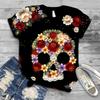 Summer Round Neck 3D Skull Print Top Fashionable Casual Short Sleeved Women's T-shirts