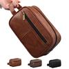 Multi Pocket Cosmetic Storage Bag Retro Travel Toiletry Bag Men Leather Wash Bag  Business Trips