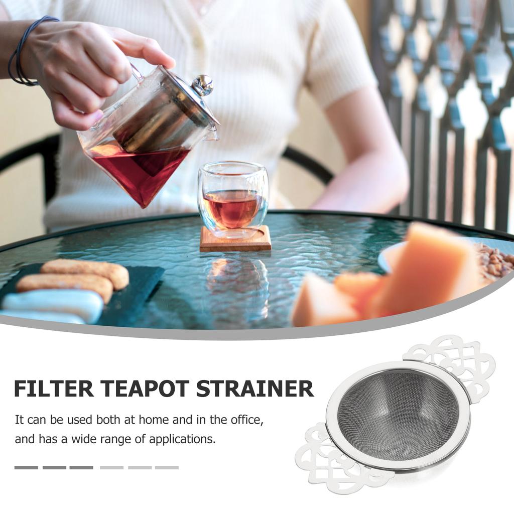 Stainless Steel Tea Strainer Double Handles Mesh Filter High Temperature Resistant For Home Office Tea Ceremony Supply