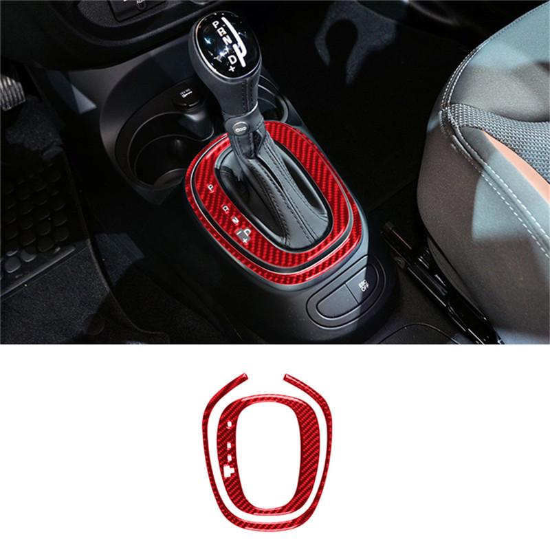 Carbon Fiber Car Interior Gear Shift Frame Cover Trim Decor Sticker For Fiat 500L 2014-2017 Car Styling Accessories
