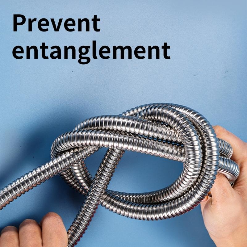 Flexible Shower Hose Crafted of Stainless Steel Materials Sturdy Structure Accessory with Standard Showerheads Use