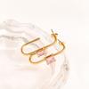 Women Minimalist Fashion Geometric Zircon Inlaid Stainless Steel Earrings