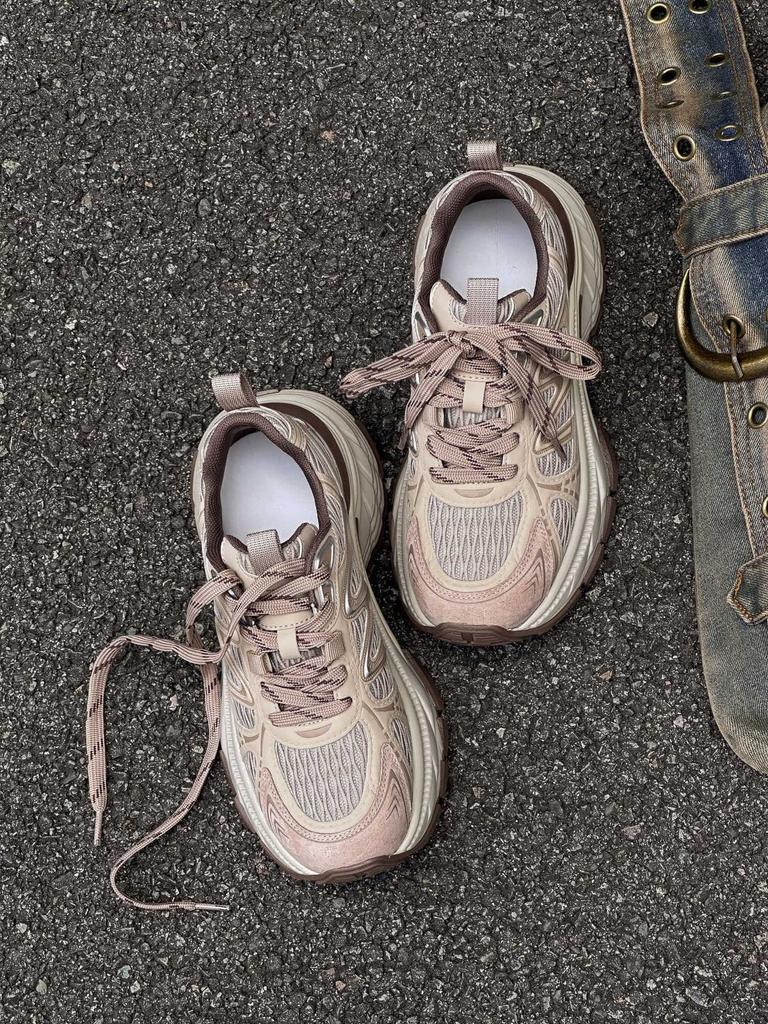 2025 summer new mesh breathable platform dad shoes women's versatile casual fashion lightweight niche sports shoes ins