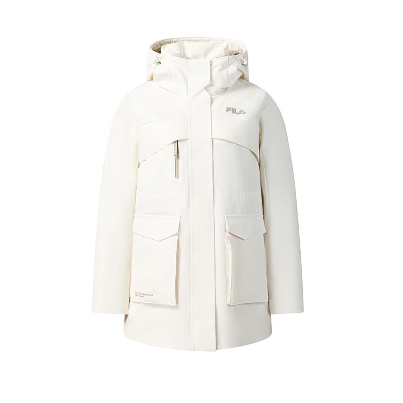 

FILA Original Fashion Simple Casual Sports Warm Padded Multi-Pocket Work Style Mid-Length Down Jacket Women outerwear F11W549911FWT M