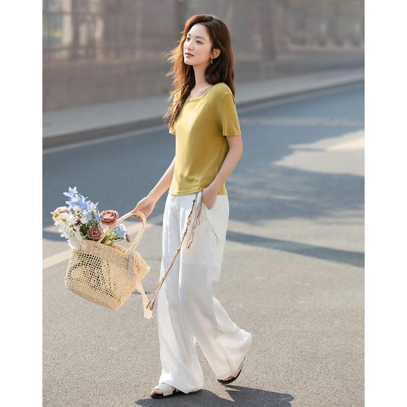 Demana Women's Lyocell-Wool Blend Slim T-shirt