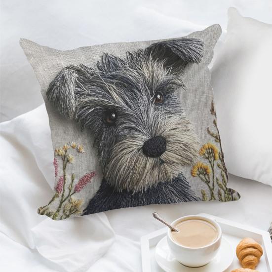 3D Animal Cushion Cover Imitation Embroidery Pillowcase Dog Alpaca Zippered Throw Pillow Cover for Home Farmhouse Couch Sofa Bed