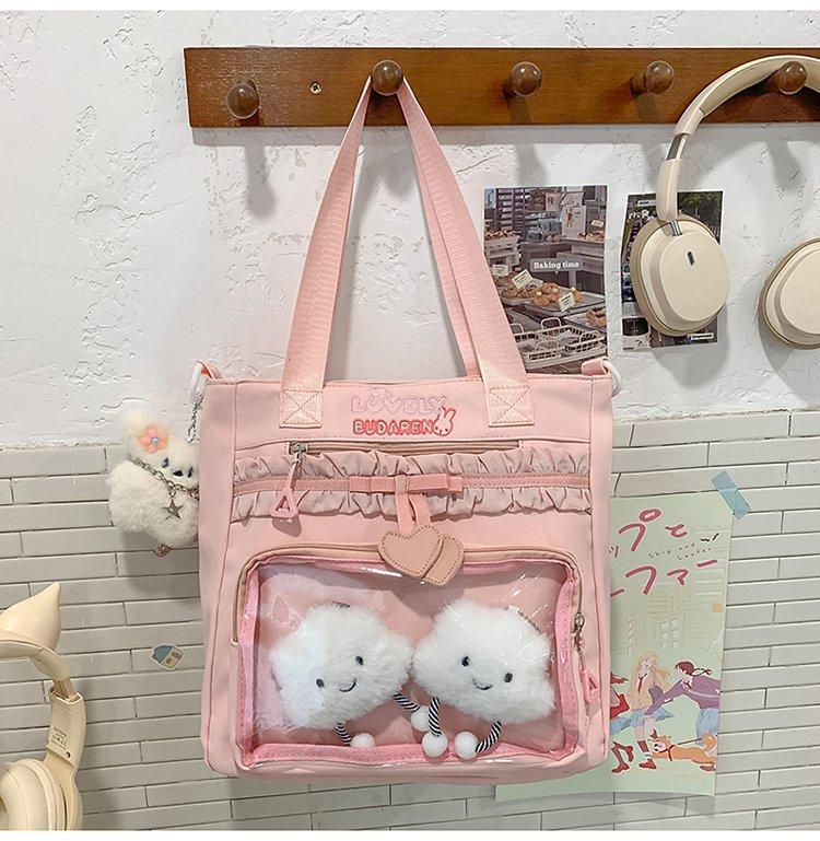 Schoolbag New Cute Female Ins High Value Dopamine Transparent Pain Bag Schoolbag Primary School Students Junior High School Students Backpack