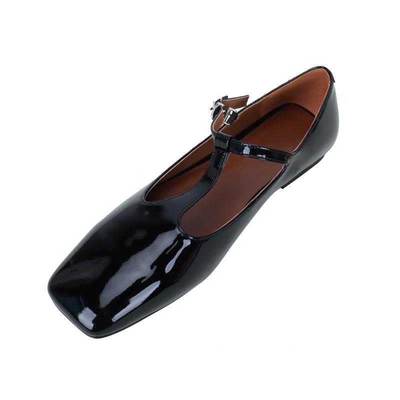 

2025 новые кожаные туфли Мэри Джейн с квадратным носком, женская модная повседневная обувь на толстой подошве, увеличивающая рост, с мелким вырезом, одинарные туфли, женские, универсальные 35 чёрный
