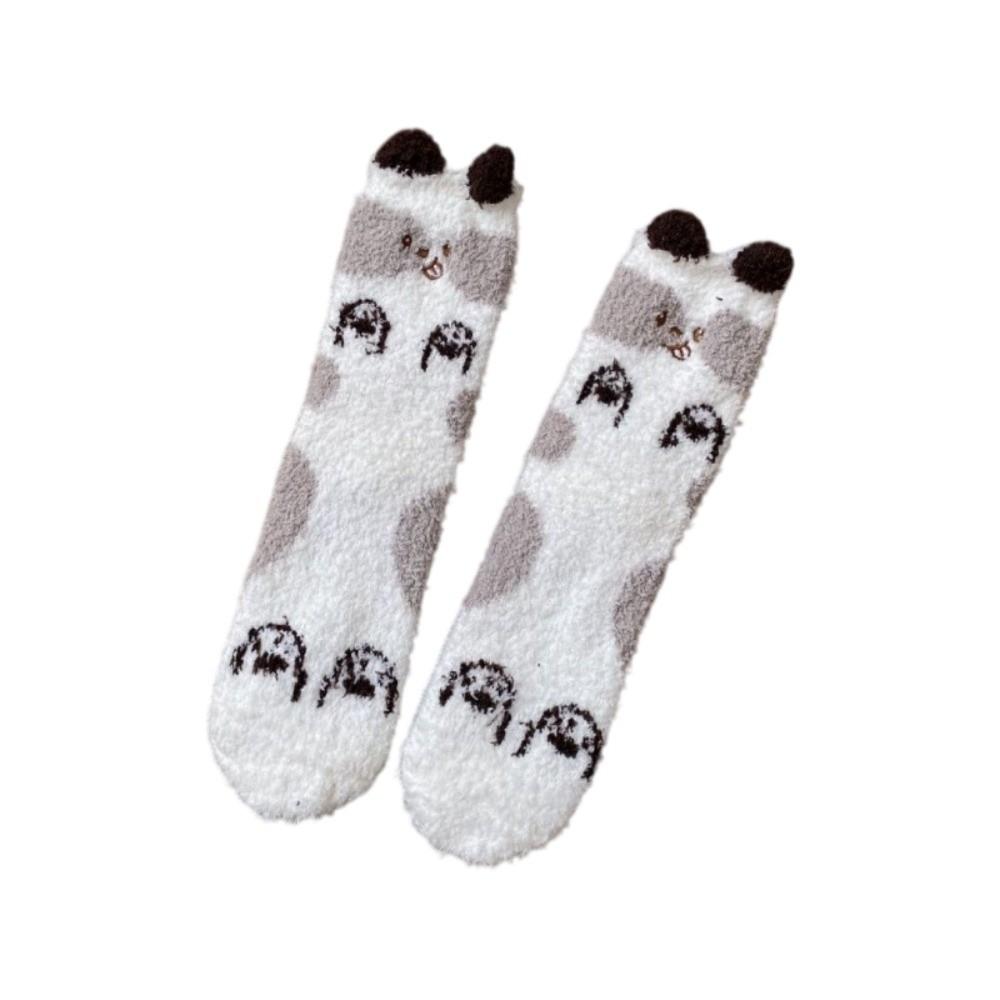 Soft Cute Animal Socks Breathable Winter Floor Socks Kitty Coral Fleece Socks  Girls