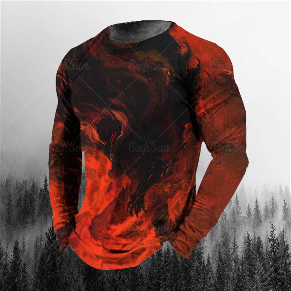 Vintage Genie Ghost 3D Print Sommar T-shirt med rund hals för män Casual långärmad T-shirt Oversize tröja Mode Herrkläder