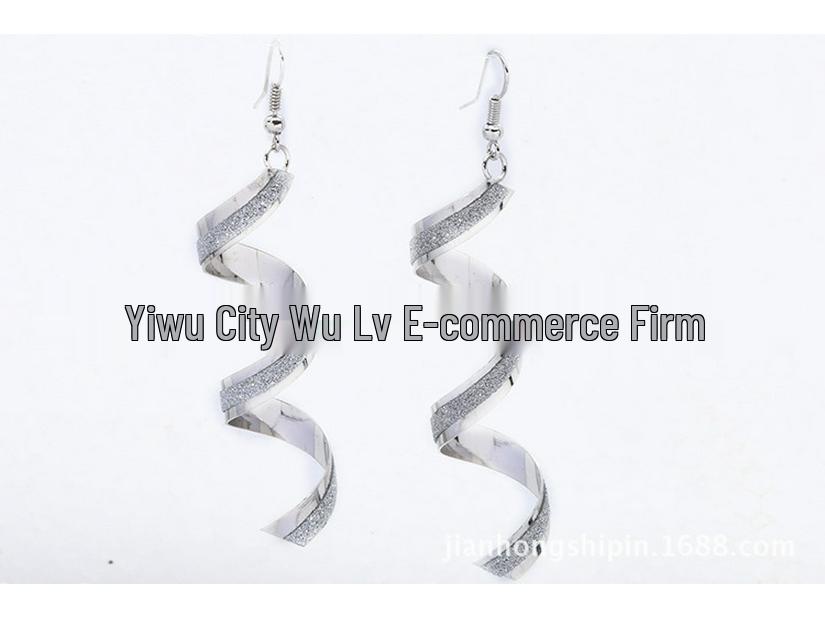 

Unique Geometric Matte Spiral Drop Earrings срібний