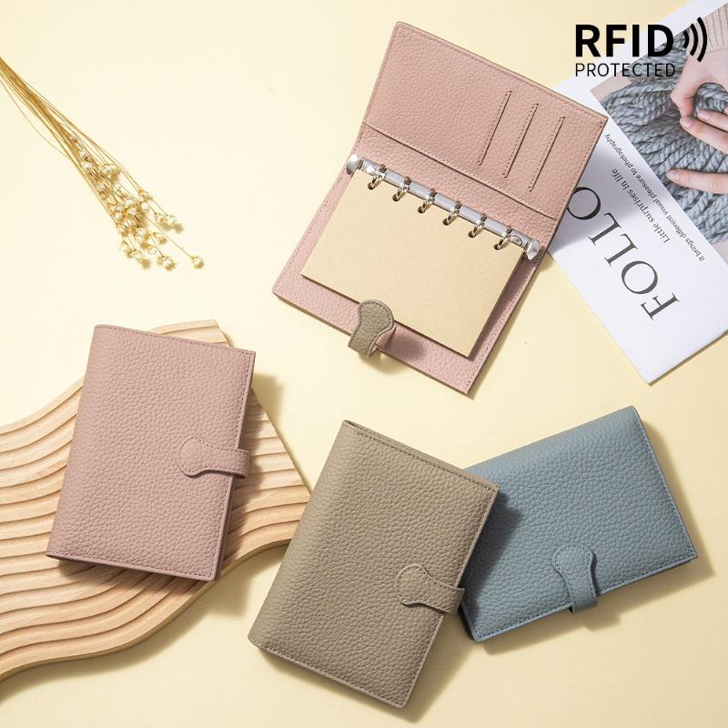 New Leather Multifunctional Passport Bag A7 Loose-leaf Handbook Notepad Removable First Layer Cowhide RFID Wallet