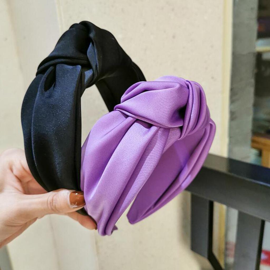 PROLY New Fashion Women Headband Adult Wide Side Solid Color Hairband Center Knot Turban Casual Hair Accessories