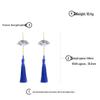 Silver Needle Chinese Ink Painting Fan Tassel Earrings for Hanfu Qipao, Handmade National Style Jewelry