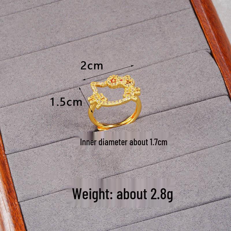 Vietnam Gold-Plated Clover Necklace, Ring & Five-Flower Bracelet Set