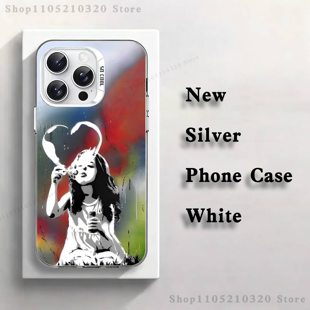 

Graffiti B-Banksyes Artist Phone Case For iPhone 17,16,15,14,13,12,11,Pro,Max,Plus,Mini,XS,SE Anti Fall White Matte Hard Bumper iPhone17pro