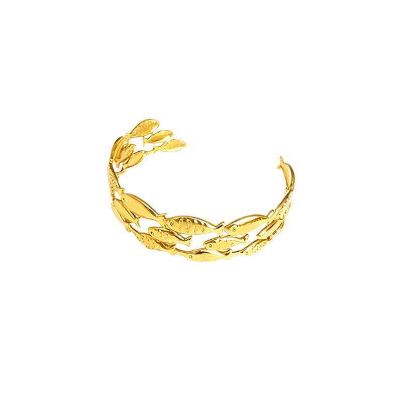 Стильный геометрический металлический браслет с открытым краем - Золотой европейский и американский тренд дизайна Size 1