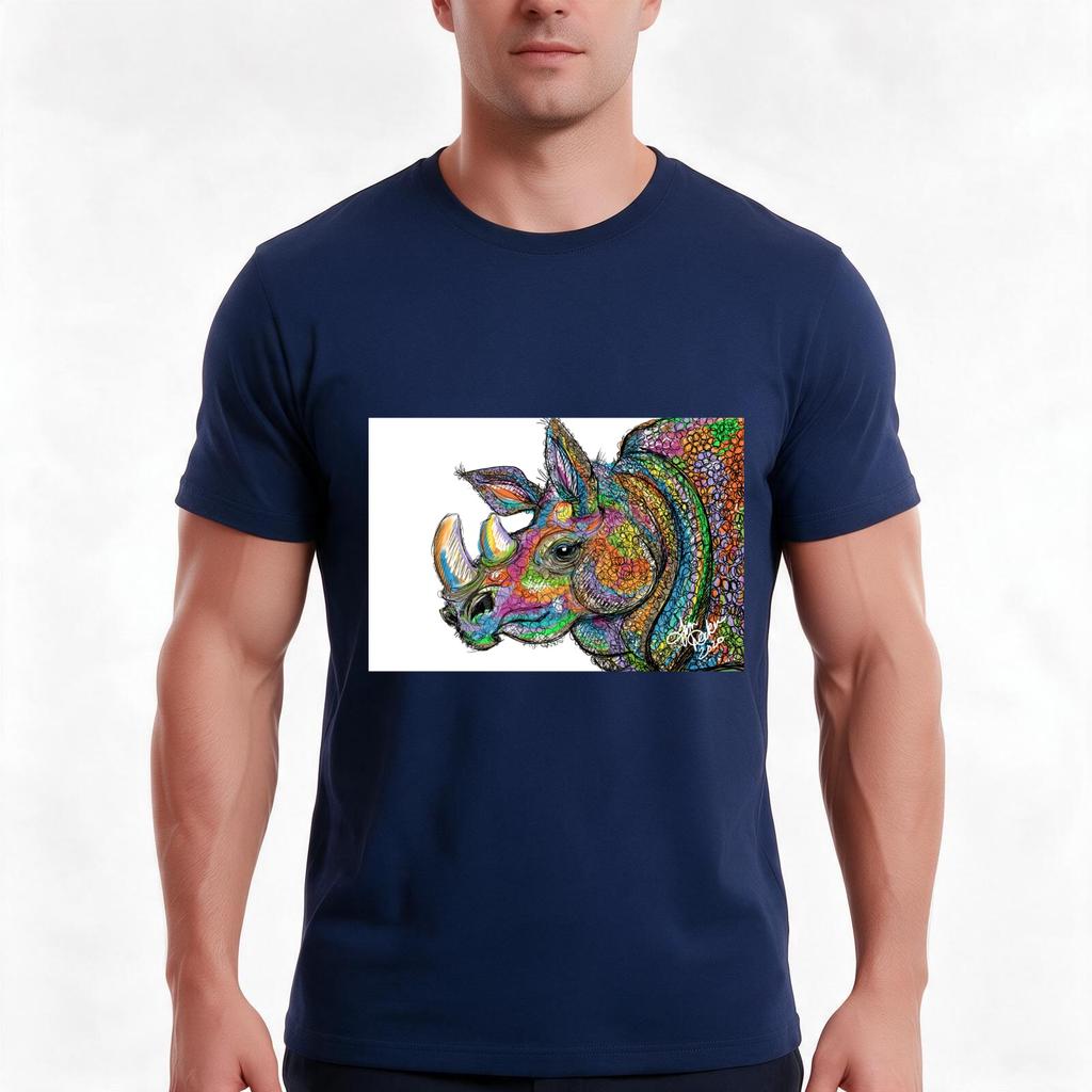Rainbow Rhino Tshirt Summer Casual Cotton Tee Oversized Streetwear Tops Vintage Graphic Print Loose Fit Short Sleeve