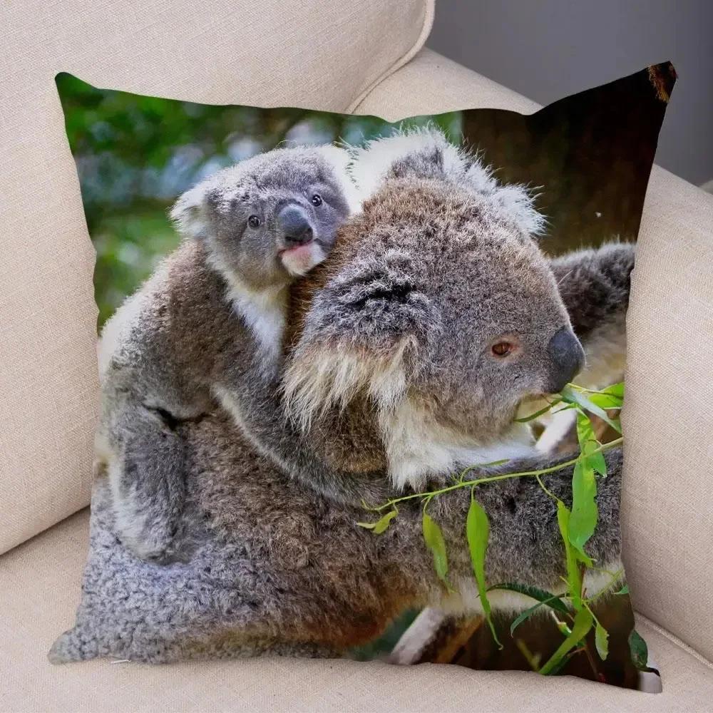 Cute Australian Koala Pillowcase Modern Home Bedroom Living Room Sofa Cushion Cover X Peach Skin Pillowcase