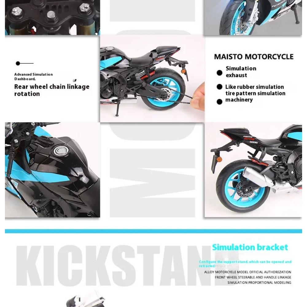 1/9 Scale Yamaha R1M Motorcycle Die Cast Model Car Alloy Metal Desktop Trendy Toy Decorations Sound & Light Birthday Gifts with Friend