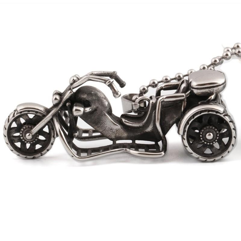 European and American Retro Distressed Titanium Steel Necklace Fashionable Motorcycle Pendant