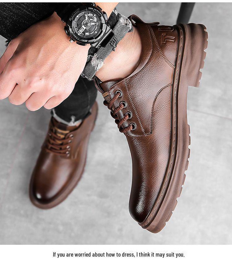 2024 Heren Retro Handgemaakte Leren Schoenen - Lente & Herfst, Slijtvast, Vetersluiting, Casual Werkkleding