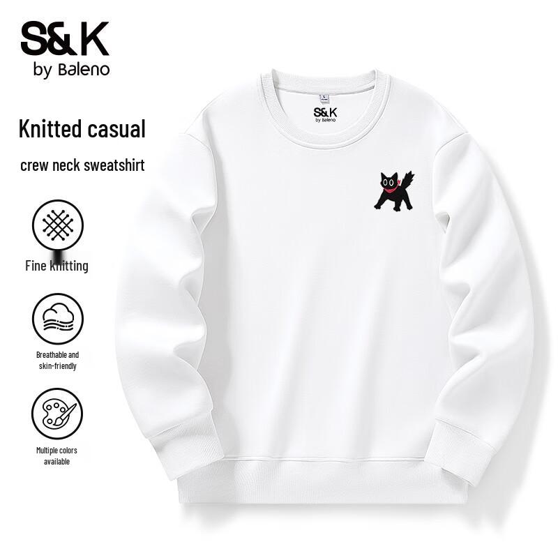 Baleno S&K Men's Casual Crew Neck Sweatshirt with JPB Bowtie Cat Print