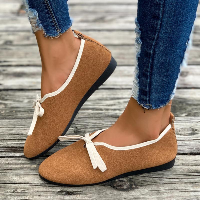 Women Flats Shoes Spring Autumn Round Toe Ballet Flat Loafers Casual Soft Bottom Flat Shoes Shallow Elegant Lace-up Shoes Women