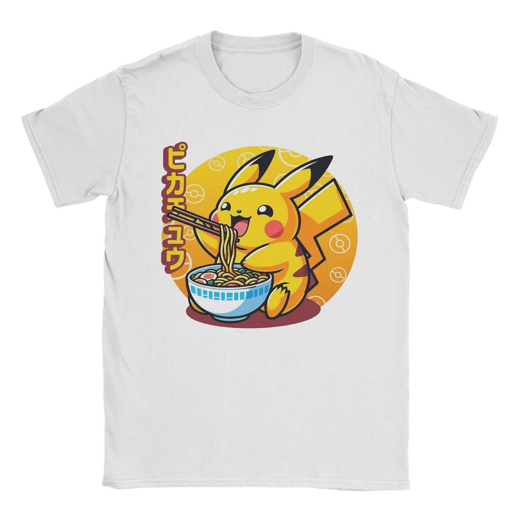 Unisex Tshirt Cute Electric Type Creature Eating Raunisex P Cotton Tees Short Sleeve T Shirt Crewneck Clothing Printing