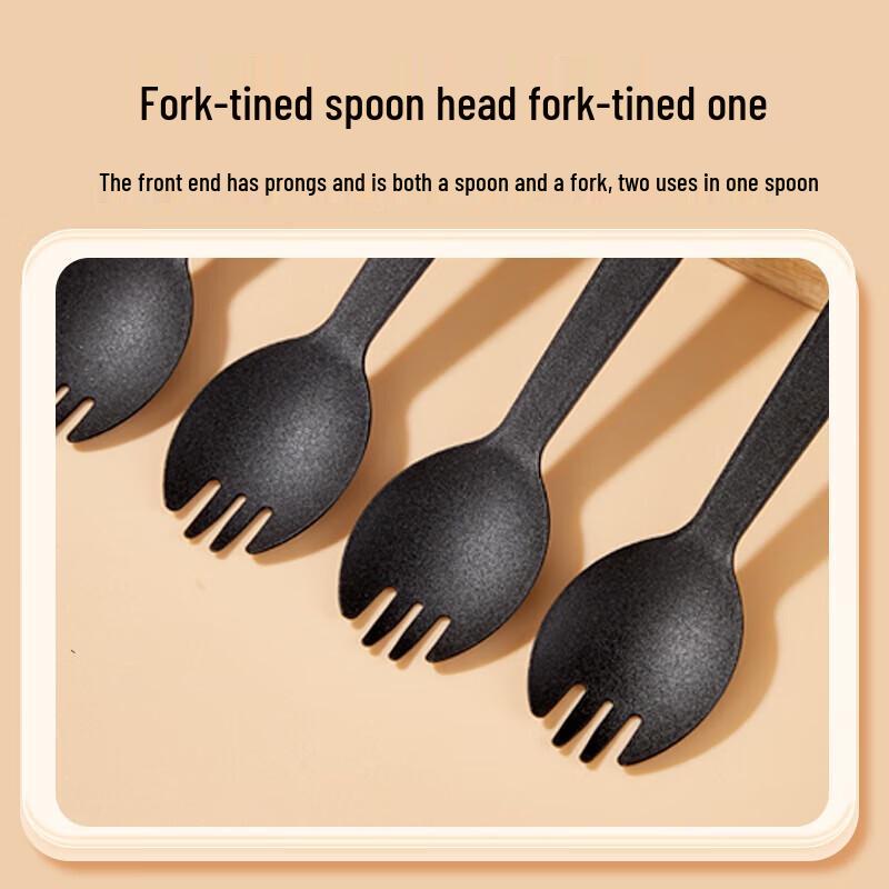 Miaojie Frosted Black Disposable Dessert Spoons, 100-Pack