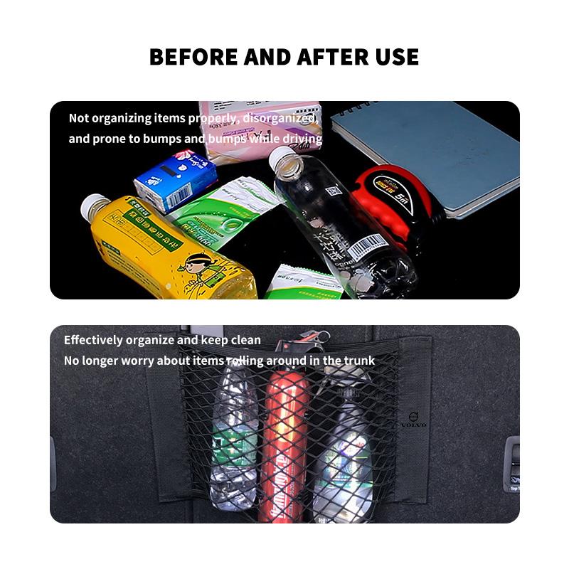 Car Double Mesh Trunk Storage Mesh Item Fixed Net Elastic Strap For Volvo V60 V90 S60 S80 S90 C30 XC40 XC60 XC70 XC90 V40