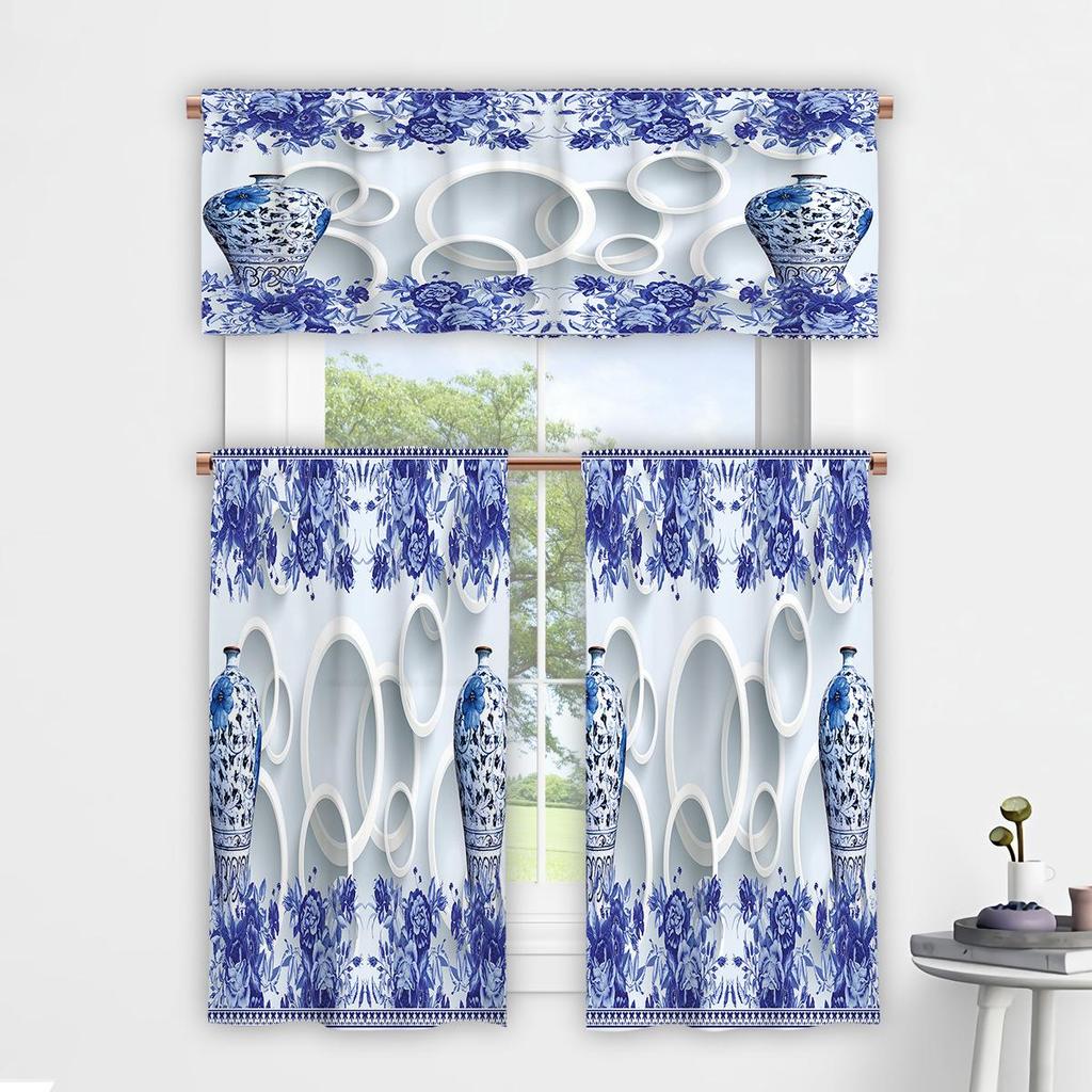 3D Floral Pattern Digital Print Kitchen Valance