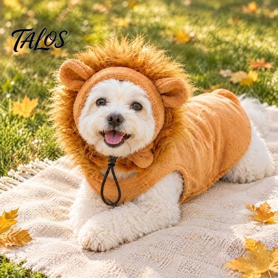 Soft Polyester Dog Pullover Lion Mane Costume, Costume Fleece Sweater Set, Adjustable Chin Small Cord, 3D Ears Hood, Halloween Cosplay for Pug Pitbull