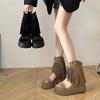 Muffin Thick-soled Fringed Cool Boots 2025 Women's Summer New Roman Sandals Fashion Versatile Toe Beach Sandals Women's New Models
