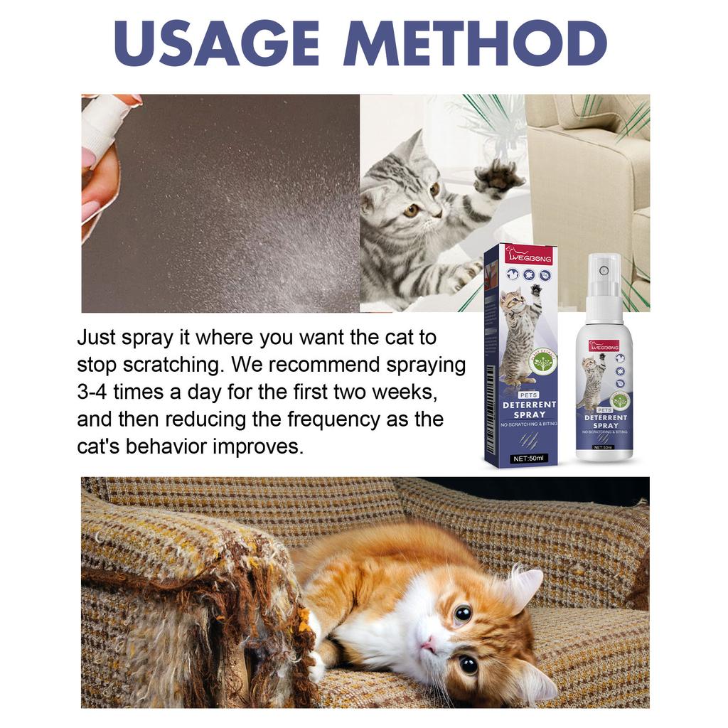Pet Scratch Prevention Spray, No-go Area Setting and Expulsion Spray for Preventing Cats and Dogs from Scratching Doors and Sofas and Biting
