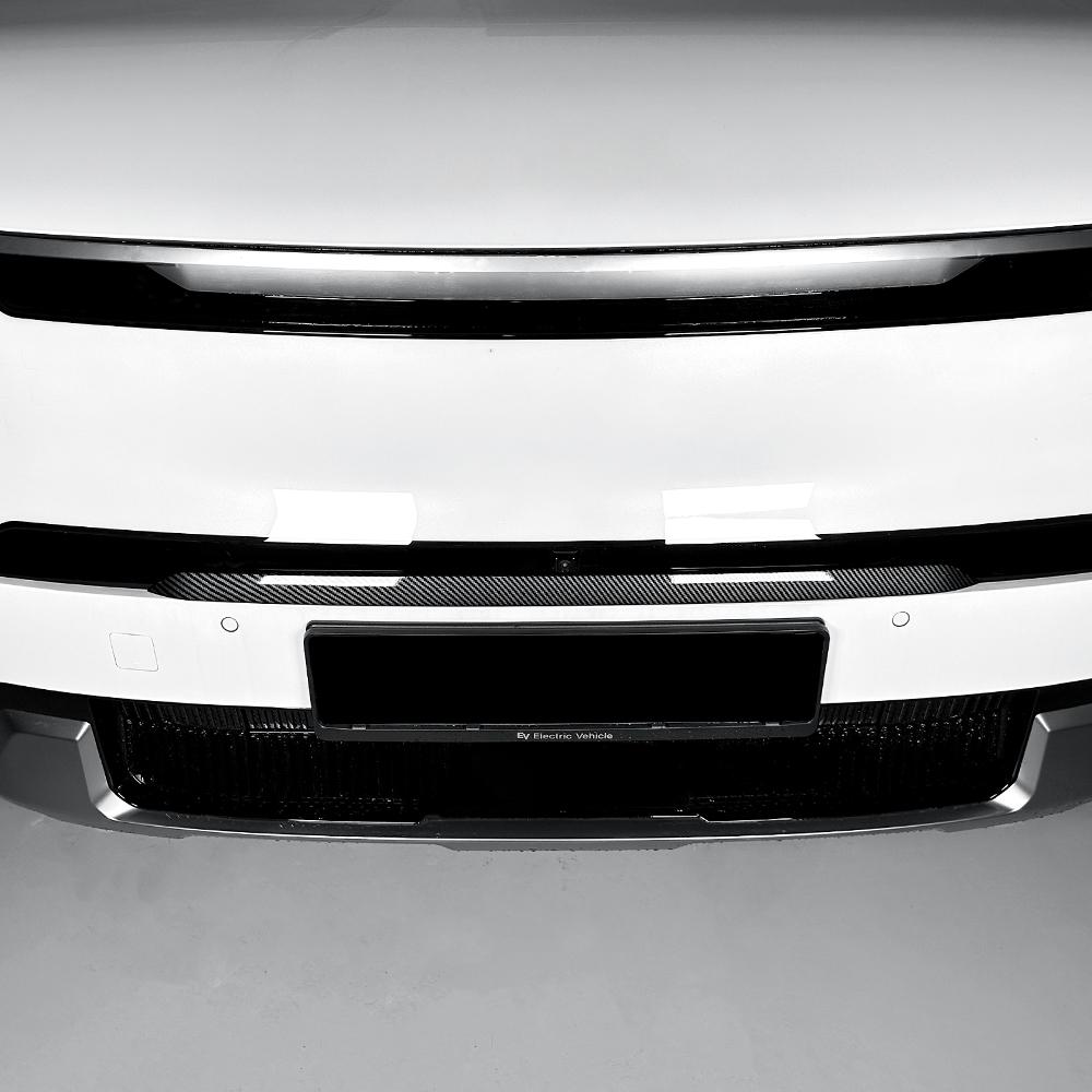 For Kia EV9 4 PCS Auto Carbon Fiber Piano Black Exterior Front Bumper Mesh Decorative Stripes Mouldings LHD RHD