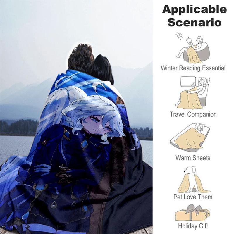 1pc Blanket Genshin Impact characters5 Print Design, Lightweight Blanket for Sofa, Bed- Soft &Warm, Gift for All Seasons like Christmas, Halloween