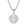 Stainless Steel Saint Benedict Exorcist Necklace - Titanium, Colorfast Pendant, European and American Cross.