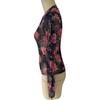 2026 Spring/Summer New Women's Rose Floral Print Round Neck Mesh Slim Fit Long Sleeve Top