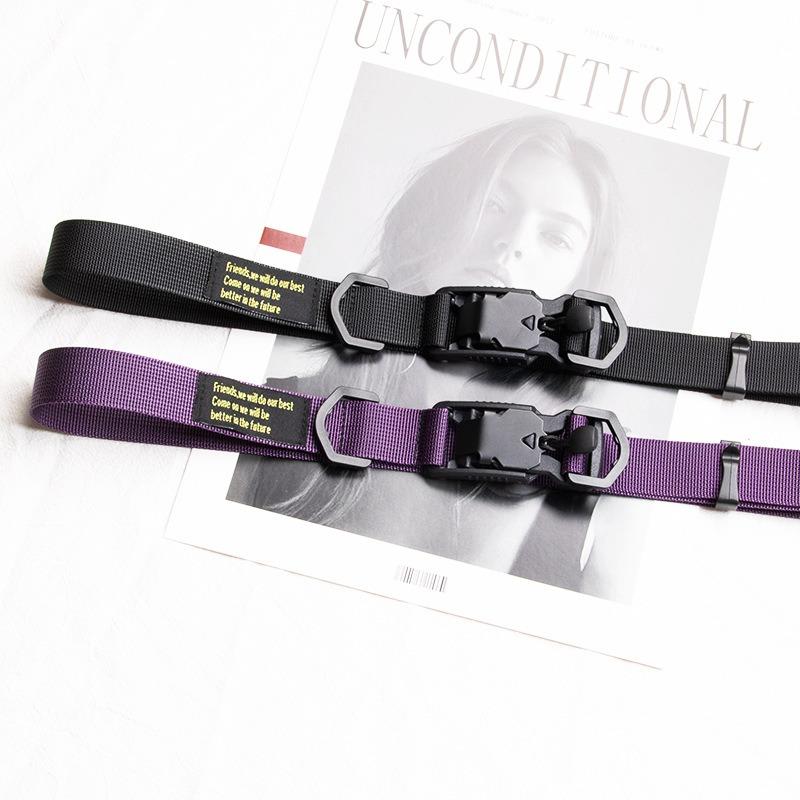 Cinto de lona de nylon hip hop vento 2,5 cm Yu Wenle mesma função de fivela magnética, cinto de macacão de marca da moda masculino