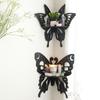 Black Wooden Hollow Butterfly Crystal Storage Shelf - Simple Wall Decoration for Home and B&B